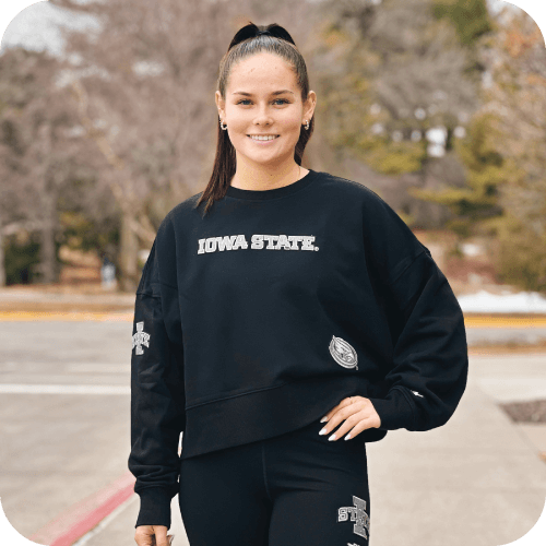 Pro Standard Women's Reverse Terry Iowa State Black Crewneck Sweatshirt